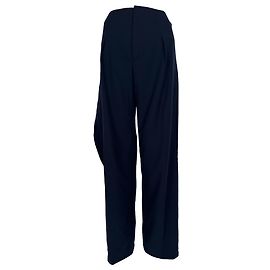 Autre Marque Chloe High-waisted Wide-leg Hose aus navyblauer Wolle