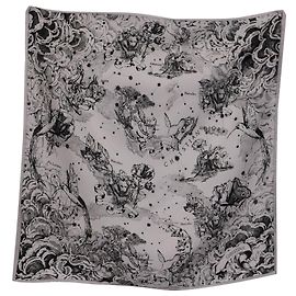 Christian Dior Toile de Jouy Zodiac en seda blanca