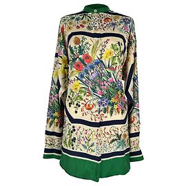 Camicia oversize stampata Gucci in seta multicolore