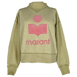 Sweater Isabel Marant Etoile Moby em algodão verde com logótipo flockado