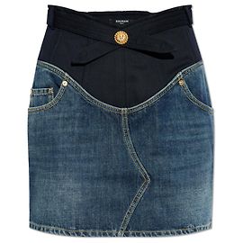 Gonna in denim Balmain blu navy