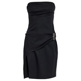 Vestido mini plisado de lana negro The Attico