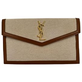 Yves Saint Laurent Bolso de mano Saint Laurent Uptown en lona beige
