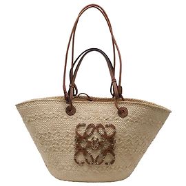 Borsa Tote Loewe Medium Anagram Basket in rafia beige