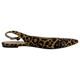 Bailarinas slingback Gianvito Rossi con estampado de leopardo en pelo de pony marrón