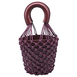 Bolso bucket mini Staud Moreau en piel granate