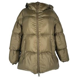 Herno Kapuzen-Daunenjacke mit Reißverschluss aus olivefarbenem Polyamid