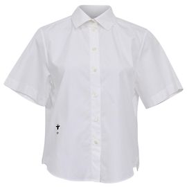 Camicia corta con bottoni Dior in cotone bianco