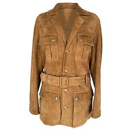 Autre Marque Chaqueta safari con cinturón Saint Laurent en ante marrón tan