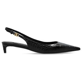 Décolleté Dolce & Gabbana in pelle nera effetto coccodrillo