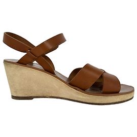 Apc A.P.C. Judith Wedge Sandals in Brown Leather 