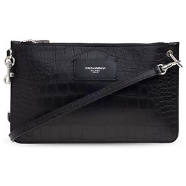 Borsa a tracolla Dolce & Gabbana in pelle nera effetto coccodrillo