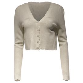 LoveShackFancy Love Shack Fancy V-Ausschnitt Cardigan aus weißem Rayon