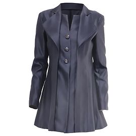 Chaqueta larga texturizada Chanel en algodón azul marino