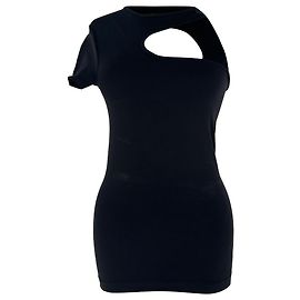 Top senza cuciture Helmut Lang con ritagli asimmetrici in nylon nero
