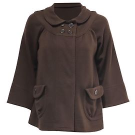 Marc Jacobs Peter Pan Collar Short Jacket in Brown Wool