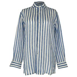 Camicia a righe Ralph Lauren Relaxed Fit in lino azzurro