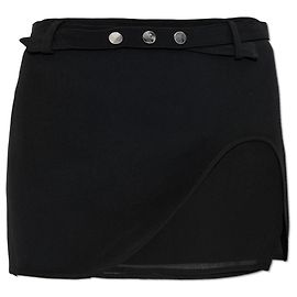 The Attico Schwarzer Minirock mit Schlitz und Mesh Detail