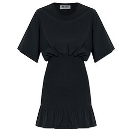 Vestido preto com franzido e babado The Attico