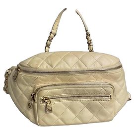 Chanel Borsello a Cintura in Pelle Matelassé - Crema