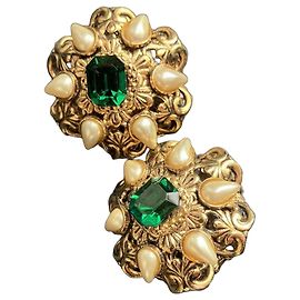 Autre Marque Dominique Denaive orecchini a clip in oro e perle