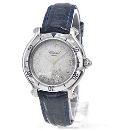Chopard Happy Sport Snowflake Round Quartz Stainless Steel and Alligator with Diamond Bezel and Floating Diamonds 38
