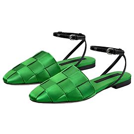Autre Marque Marco de Vincenzo Geflochtene Satin-Flats Grün