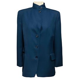 Akris Punto Navy Blue Tailored Button Front Wool Jacket