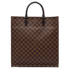 Borsa Tote Sac Plat Louis Vuitton Damier Ebene Marrone