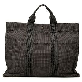 Saco Tote Hermès Herline MM em lona cinza