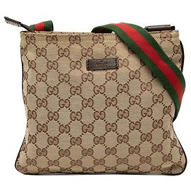 Borsa a tracolla Gucci GG Canvas Web beige