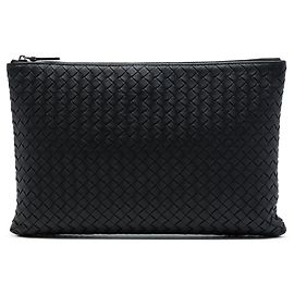 Clutch Bottega Veneta Intrecciato in Nappa nero