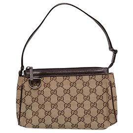 Borsa a pochette Gucci GG Canvas Abbey D Ring Beige