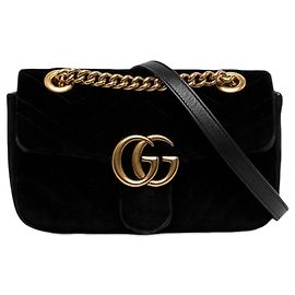 Borsa a tracolla Gucci GG Marmont Small in velluto matelassé nera