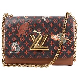 Borsa a tracolla Louis Vuitton Twist MM Catgram x Taurillon in Brown x Orange M44408