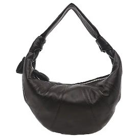 Lemaire Uma mala de ombro com uma silhueta flexível em meia-lua que lembra um croissant e detalhes sensuais de alça com nó. Fabricada em pele de cordeiro nappa Souple macia, proporciona um toque leve e suave.