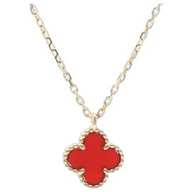 Van Cleef & Arpels Sweet Alhambra Halskette aus Roségold und Karneol