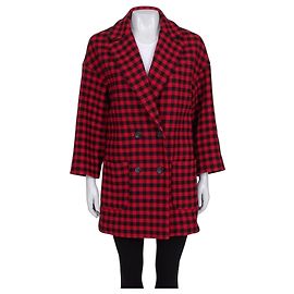 Red Valentino Checked Double-Breasted Wool Blend Coat Sz.38 Pre-owned