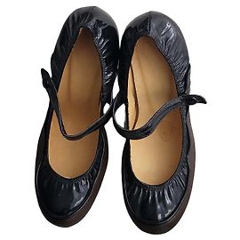 Lanvin Mary Jane Ballerinas aus Lackleder und braunem Leder