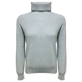 Pull à col roulé en cachemire bleu clair Brunello Cucinelli avec Monili