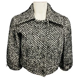 Autre Marque KaufmanFranco Black / White Cropped Wool and Mohair Tweed Jacket