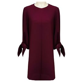 Vestido midi de crepe de manga comprida Tibi Burgundy