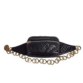Chanel Marsupio a Catena in Pelle di Agnello Matelassé Nero