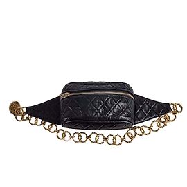 Chanel Marsupio a Catena in Pelle di Agnello Matelassé Nero