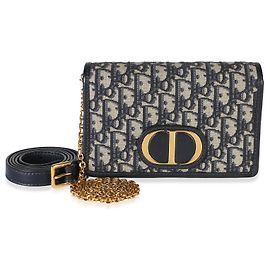 Christian Dior 30 Montaigne 2-in-1 Pouch aus Navy Oblique Jacquard