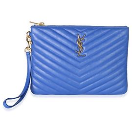 Autre Marque Saint Laurent Bleu Majorelle Matelasse Calfskin Monogram New Jolie Pouch