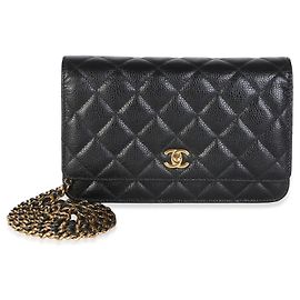 Chanel Black Quilted Caviar CC Wallet On Chain Portemonnaie