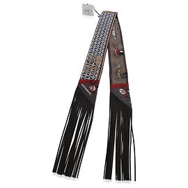 Hermès Bleu Rouge H Marron Glace Les Voitures Nouvelles Silk Fringe Twilly