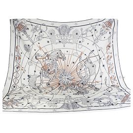 Hermès Blanc Bleu Marine Beige Rose Silk Cashmere Chorus Stellarum Shawl 140