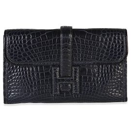 Hermès Blue Marine Matte Mississippi Alligator Mini Jige Clutch